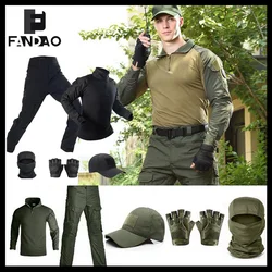 Uniforme táctico camuflaje ripstop multicolor con gorra y guantes