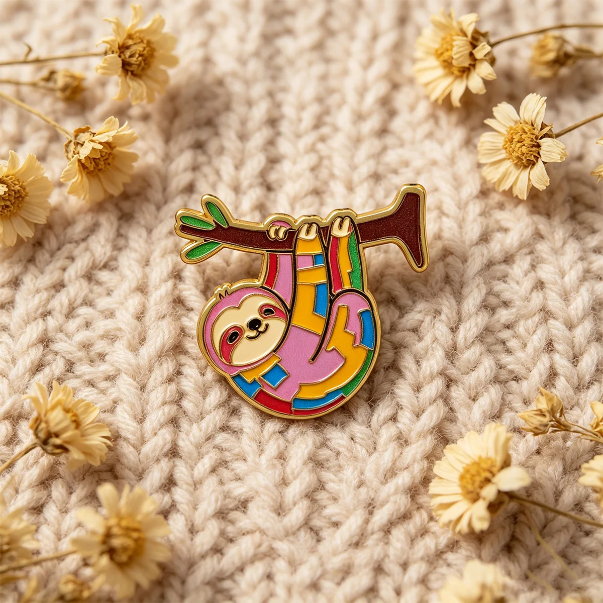 Broche perezoso esmaltado de metal – pin para mochila y sombrero