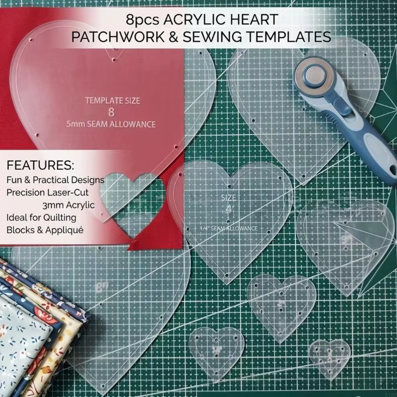 Plantillas acrílicas en forma corazón para costura artesanal - imagen 3