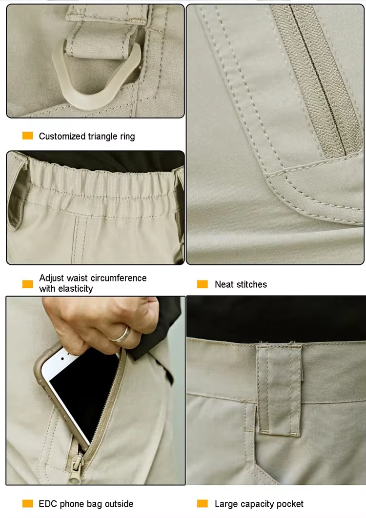 Pantalones cortos tácticos elásticos secado rápido con bolsillos - imagen 3