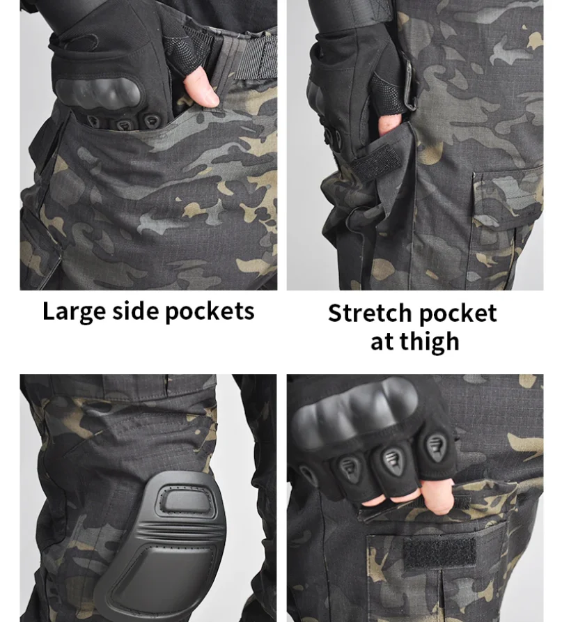 Uniforme táctico woodland Airsoft con rodilleras - imagen 3