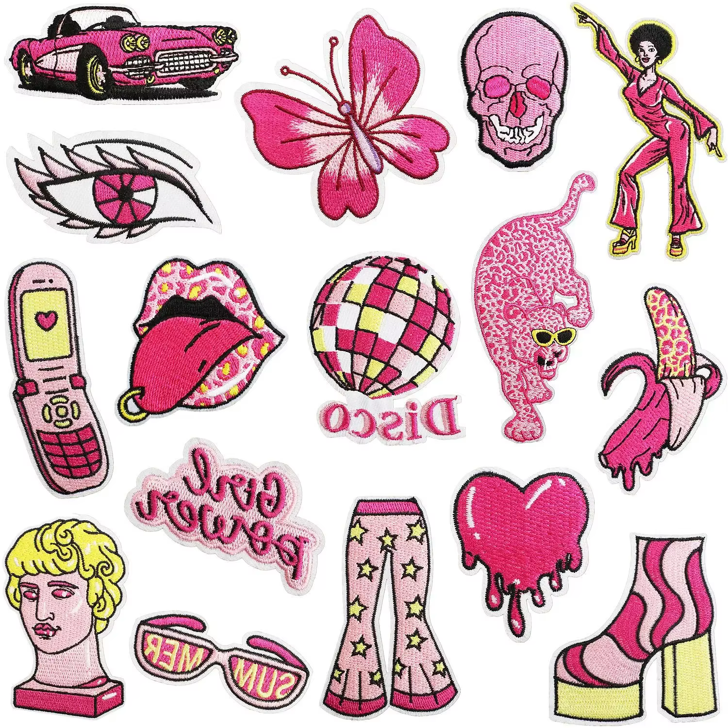 Parche bordado discoteca vintage rosa para camiseta y mochila - imagen 5