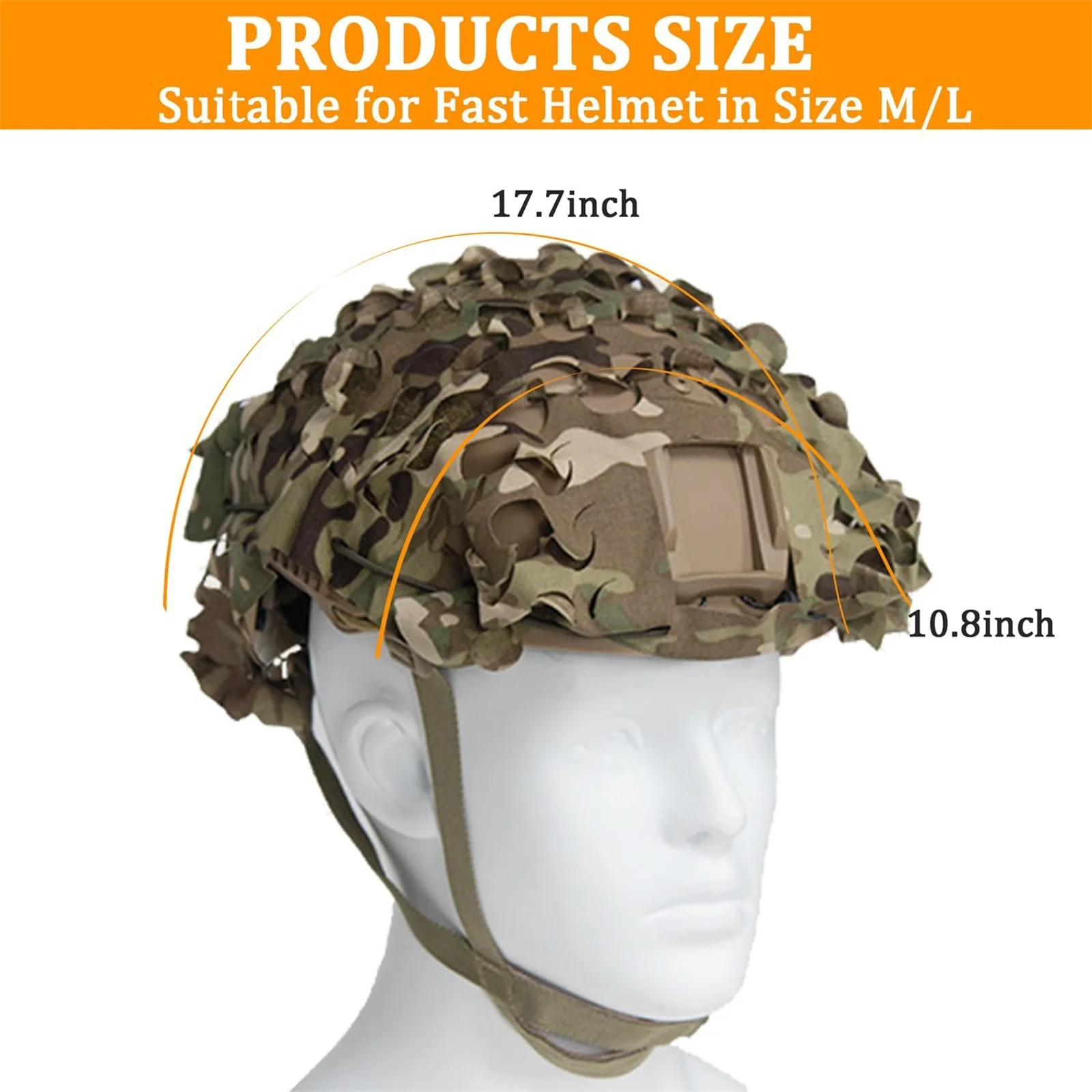 Funda táctica para casco malla transpirable y camuflaje ajustable - imagen 2