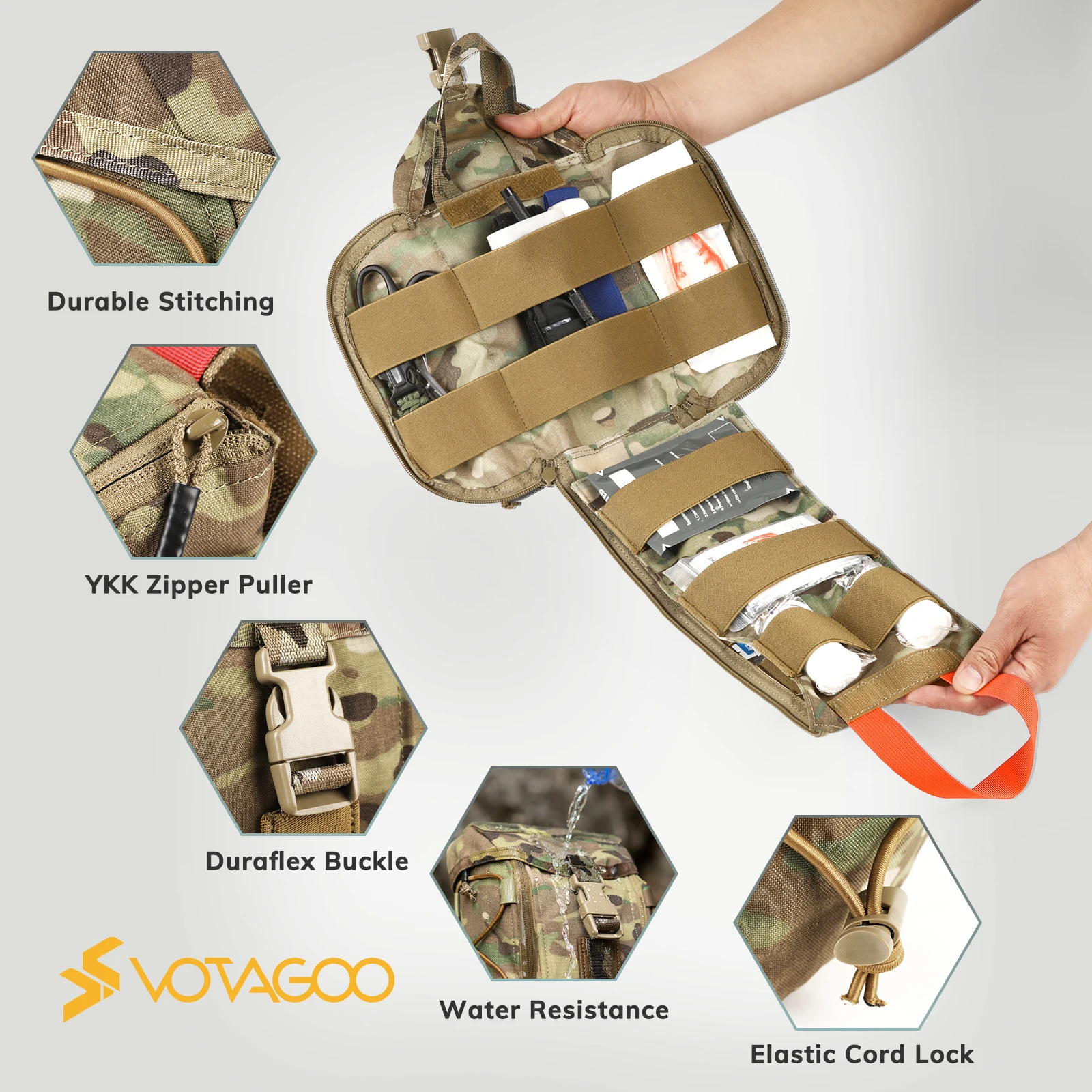 Botiquín táctico VOTAGOO con mochila MOLLE y bolsa médica velcro - imagen 2
