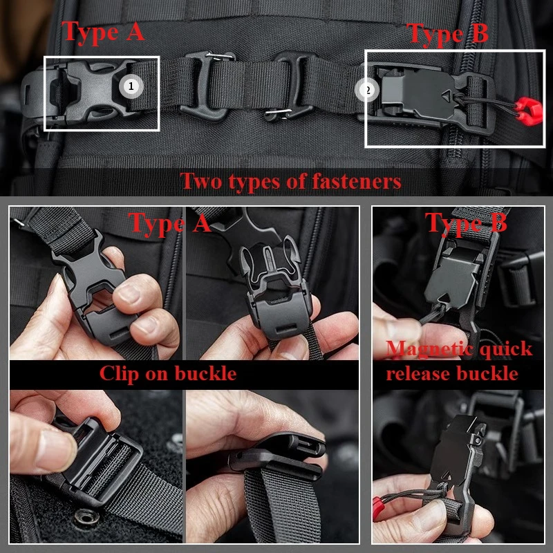Correas tácticas exteriores con clips de hebilla y compresión - imagen 3