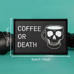 Parche táctico Café o Muerte gancho bucle ropa mochila