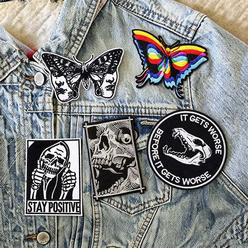 Parche termoadhesivo calavera diablo terror punk con llamas para ropa - imagen 4