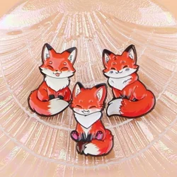 Broches metálicos esmalte zorro estilo cartoon para decoración ropa