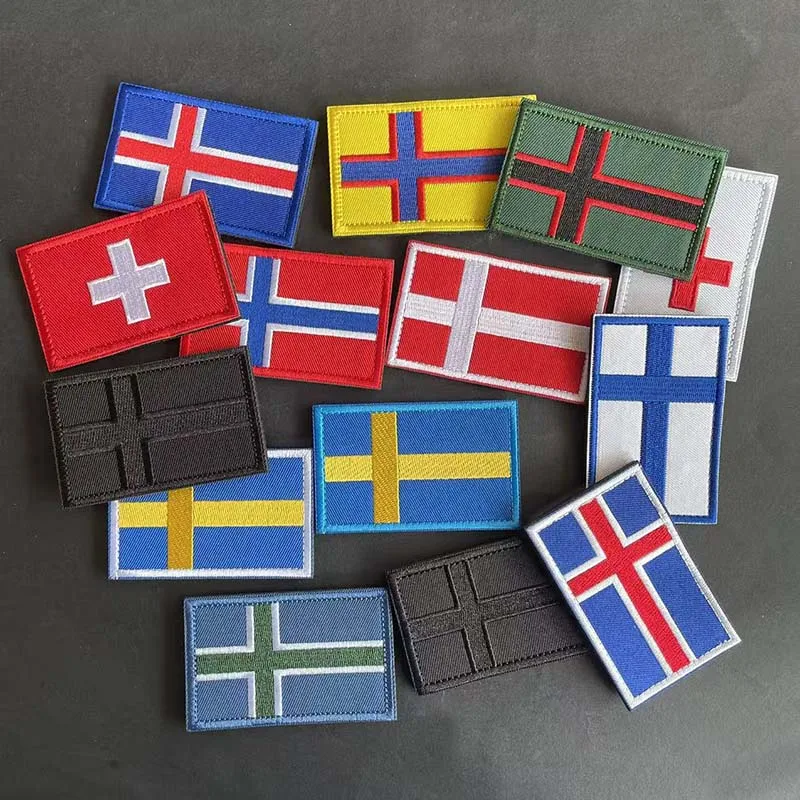 Parche táctico bordado bandera nórdica y suiza para uniforme - imagen 3