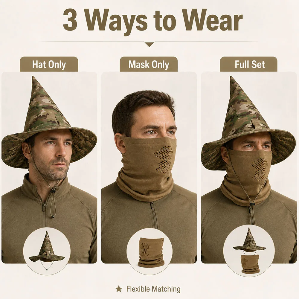 Gorra táctica camuflaje con máscara transpirable para airsoft - imagen 2