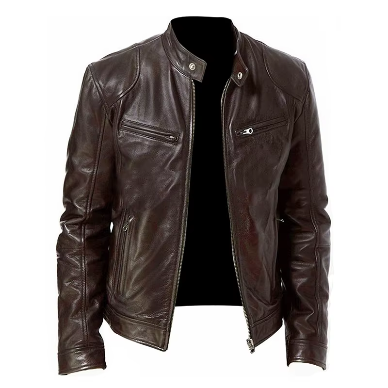 Chaqueta cuero motociclista hombre – Polipiel con solapa ajustada - imagen 5