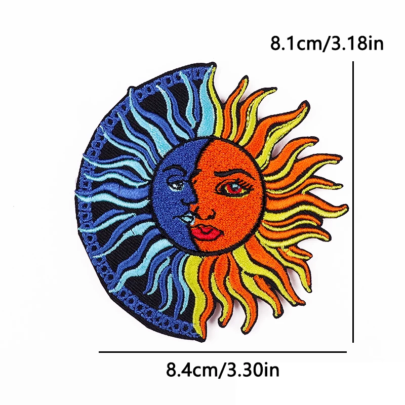 Parches bordados termoadhesivos sol y luna diseño vintage bohemia - imagen 4