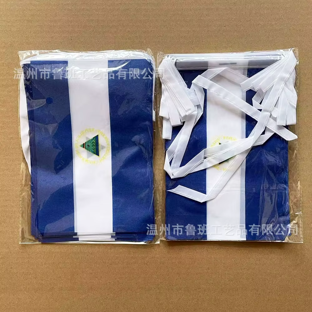 Banderín bandera Nicaragua en guirnalda poliéster para fiestas - imagen 2