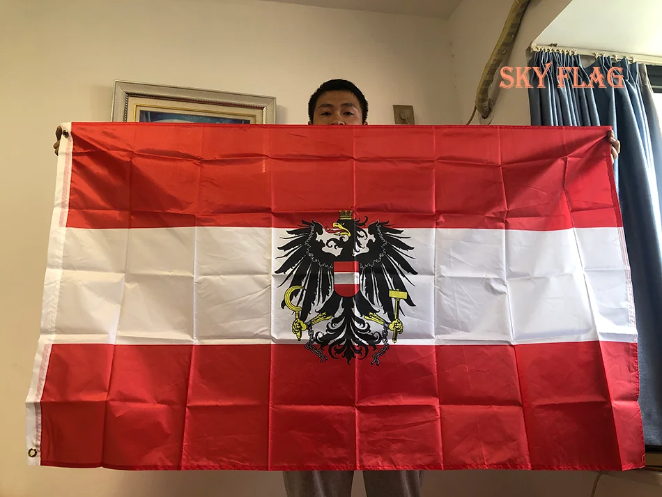 Bandera SKY de Austria con águila y escudo, poliéster impreso