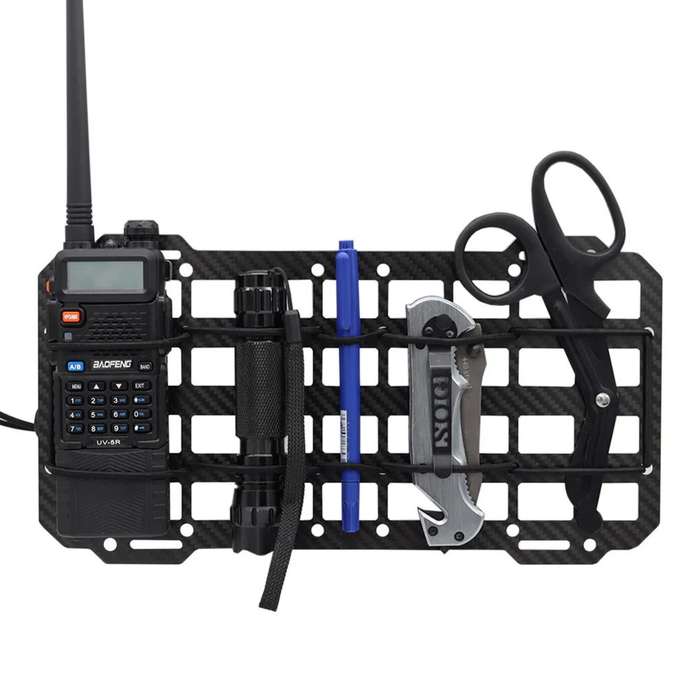 Panel MOLLE rígido fibra carbono para visera coche – Organizador EDC - imagen 2
