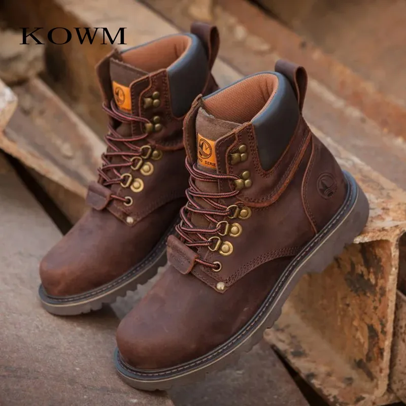 KOWM Botas tácticas de senderismo de cuero impermeables trekking - imagen 3
