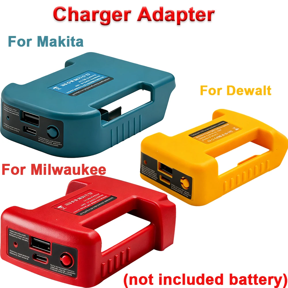Adaptador cargador rápido USB-C para baterías Makita Dewalt Milwaukee
