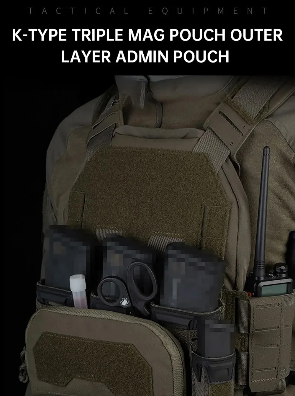 Bolsa compacta para tres cargadores en el frontal