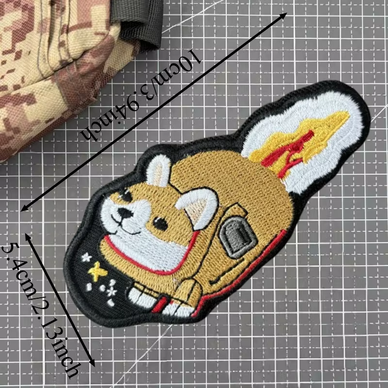 Parche velcro bordado cohete Corgi uniforme táctico
