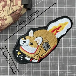 Parche velcro bordado cohete Corgi uniforme táctico