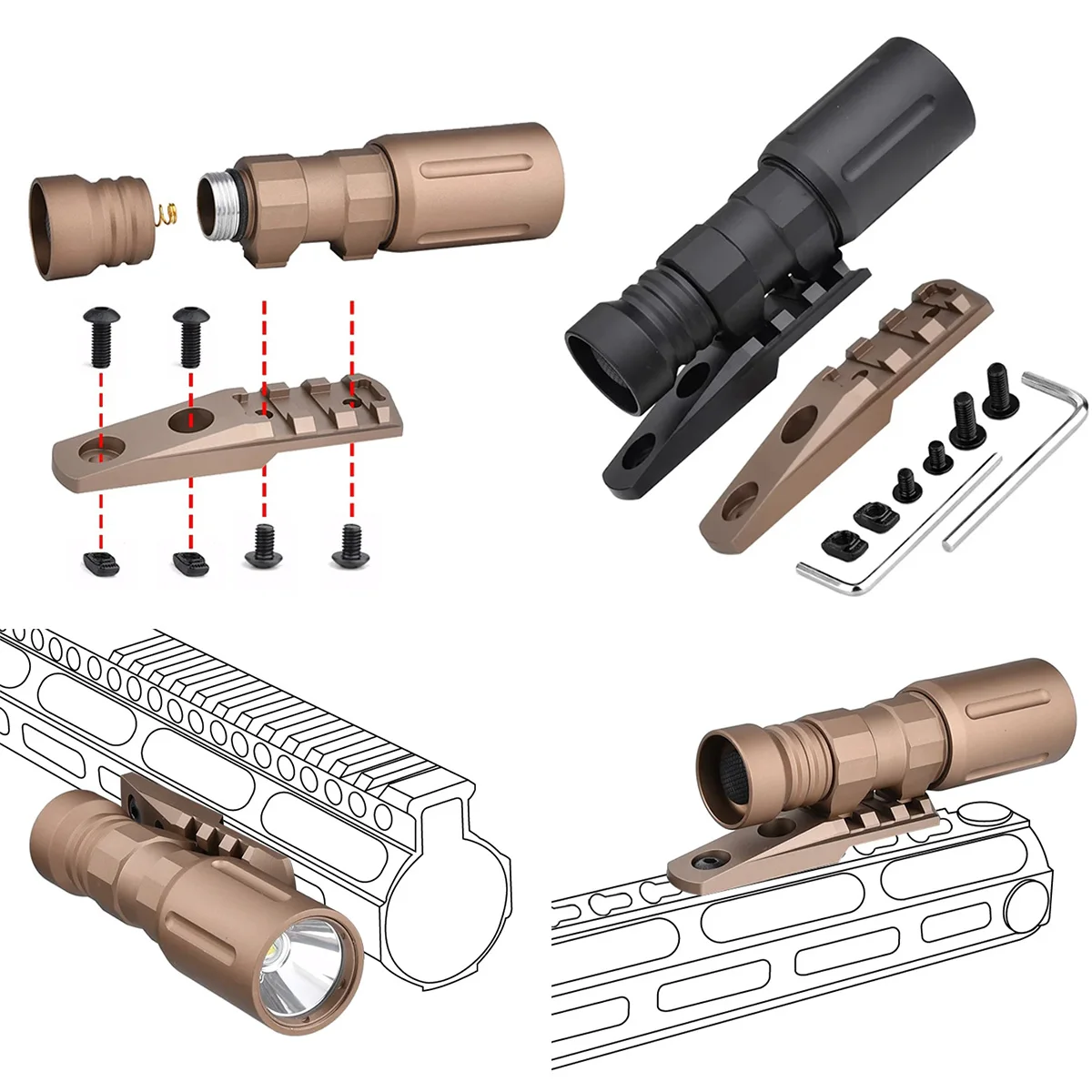 Soporte táctico para linterna SureFire M300/M600 con base CNC - imagen 2