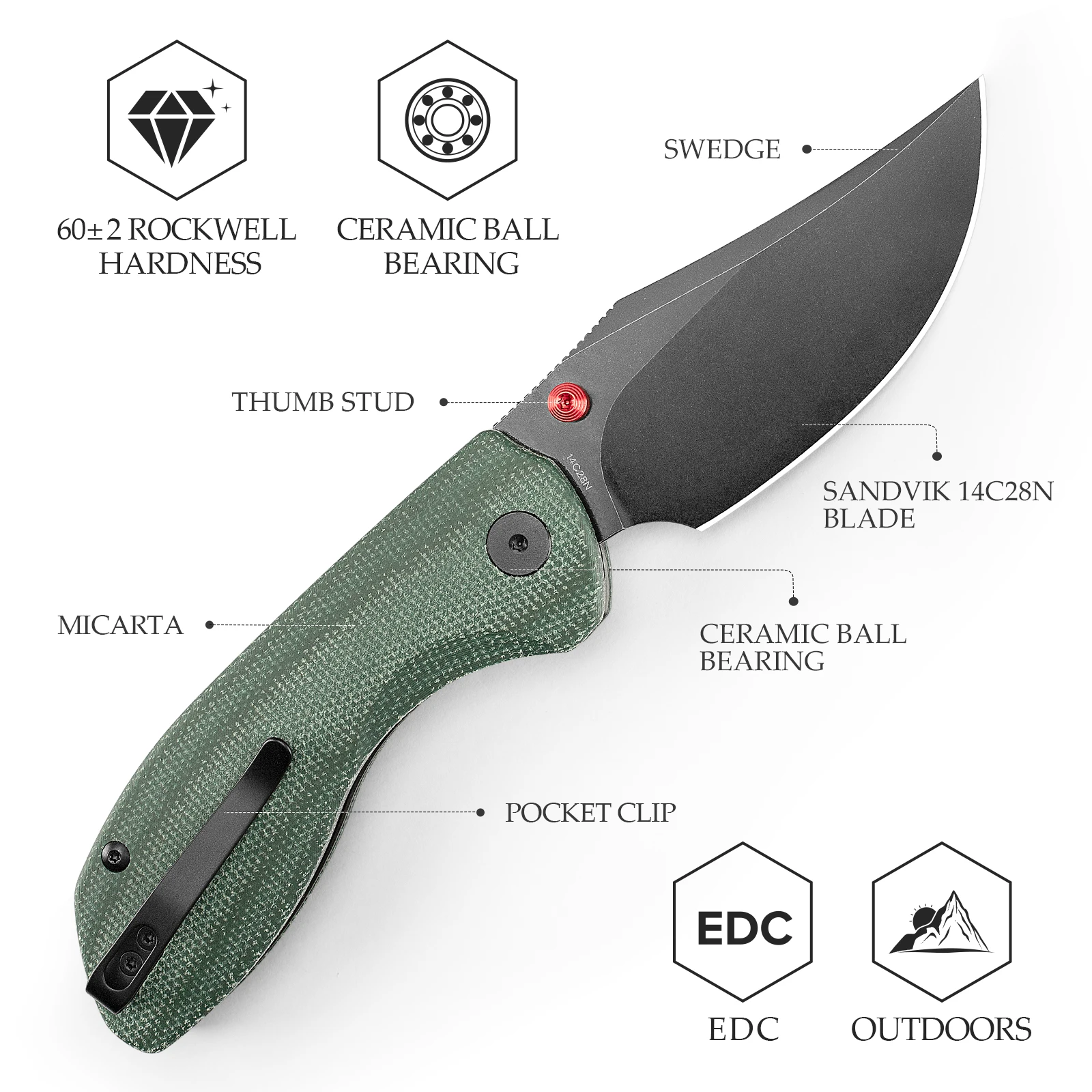 Cuchillo plegable TRIVISA Hippo-GM de acero 14C28N y Micarta - imagen 5