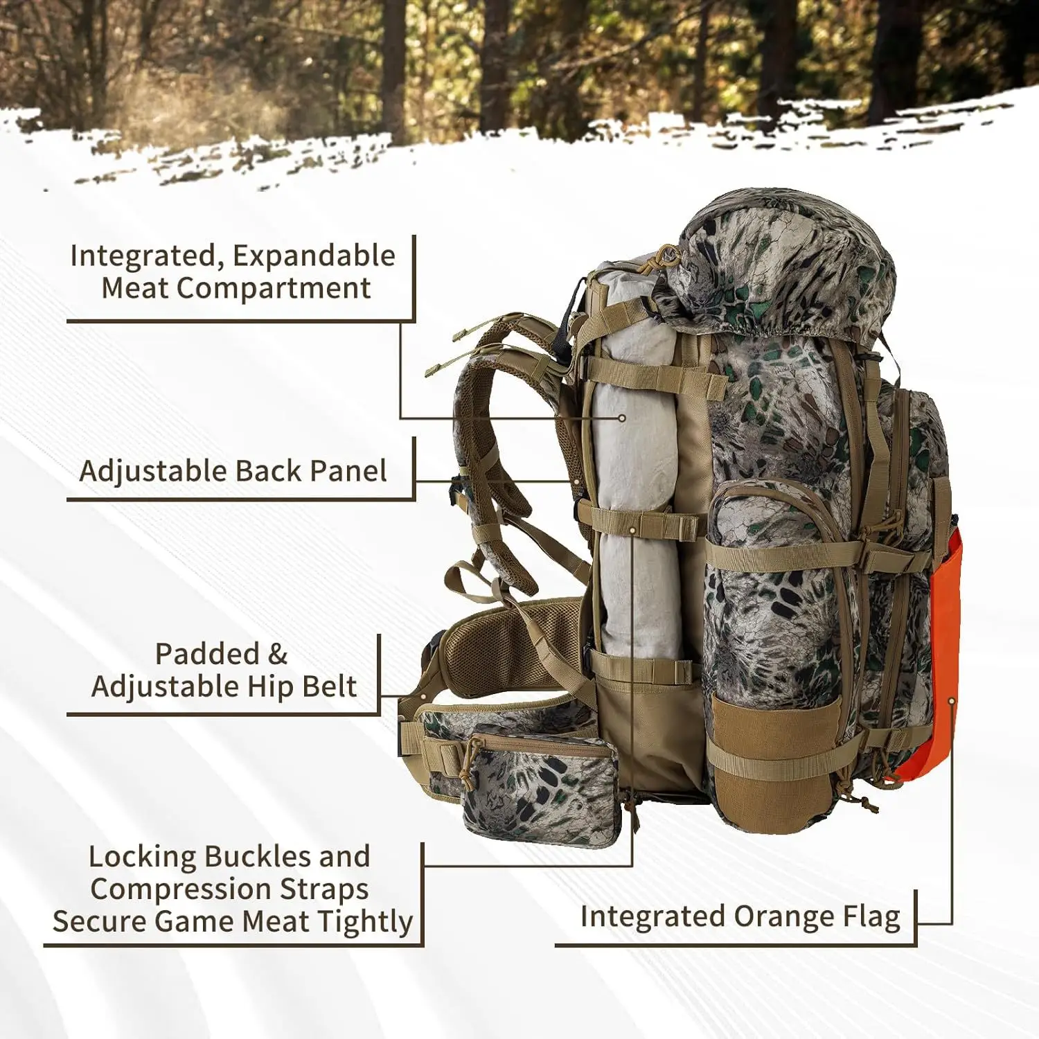 Mochila táctica bolsa de caza combinada gran capacidad senderismo - imagen 2