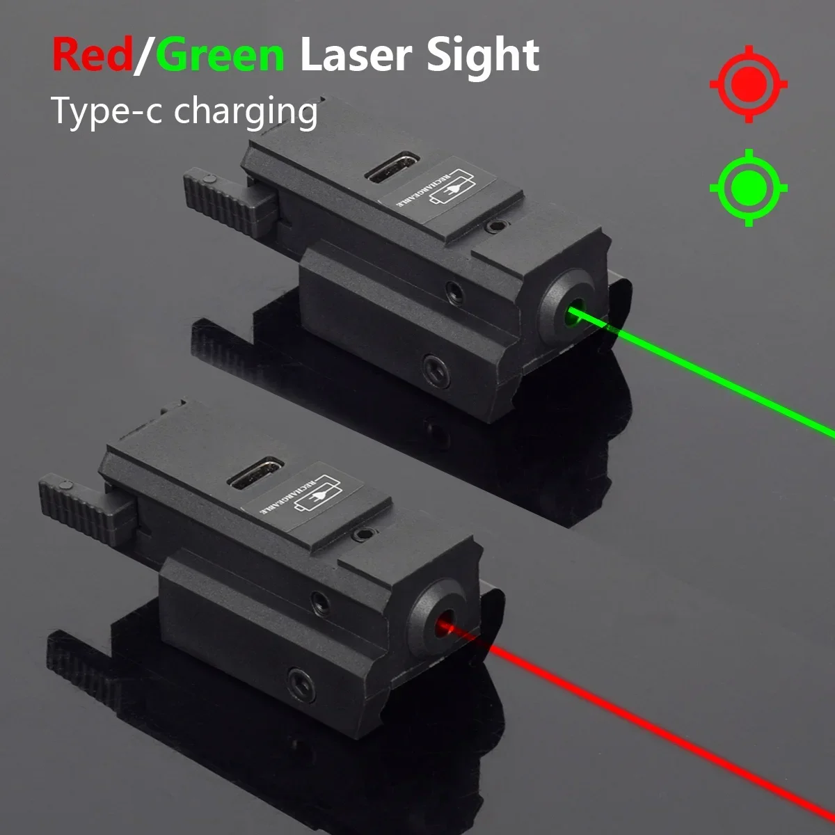 Láser táctico verde y rojo recargable USB para Glock 17/19