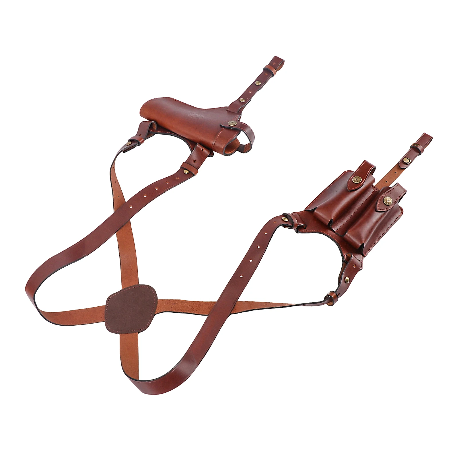Tourbon funda de pistola vertical de cuero con correa para cargadores - imagen 3