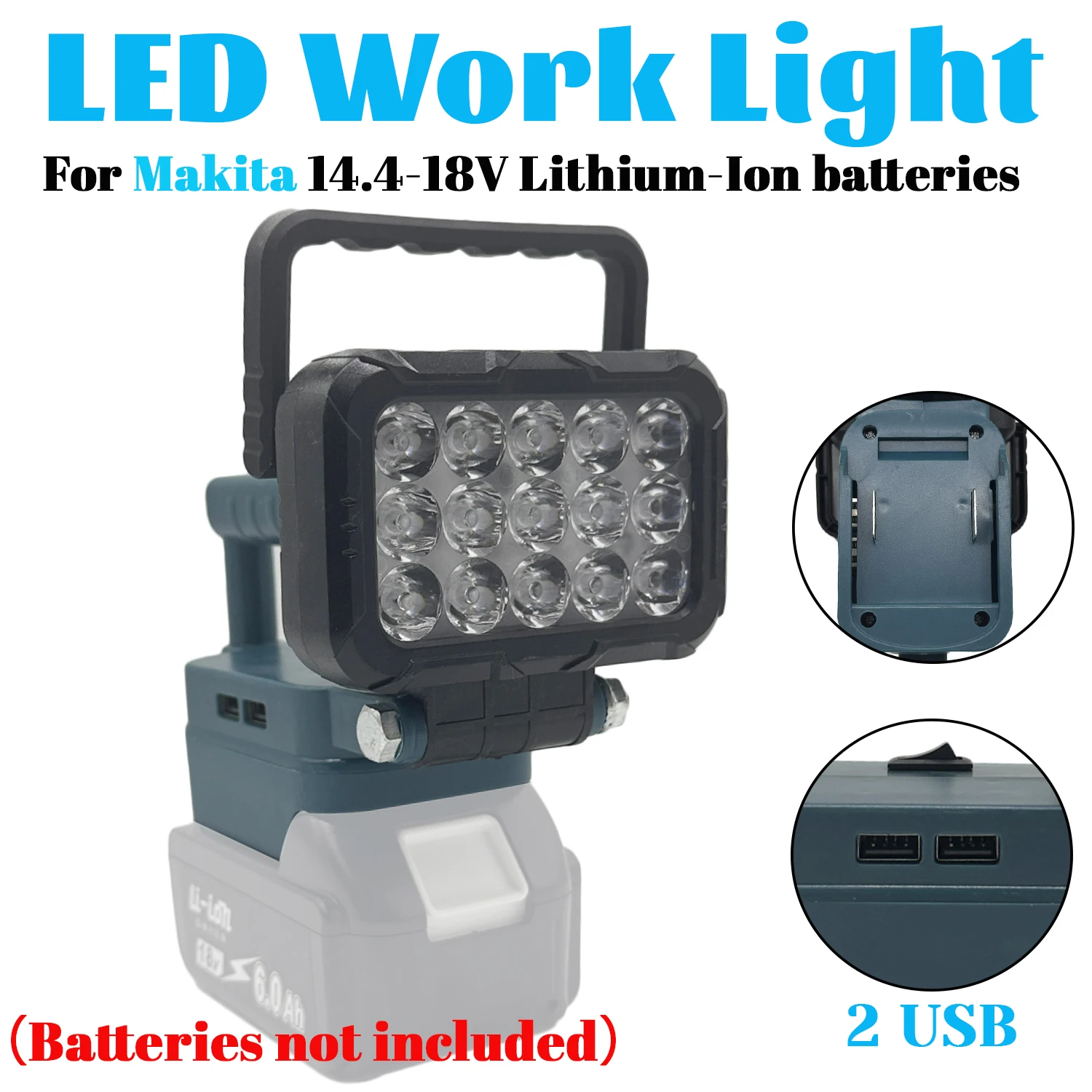 Makita lámpara de trabajo LED inalámbrica con gancho USB exteriores - imagen 2