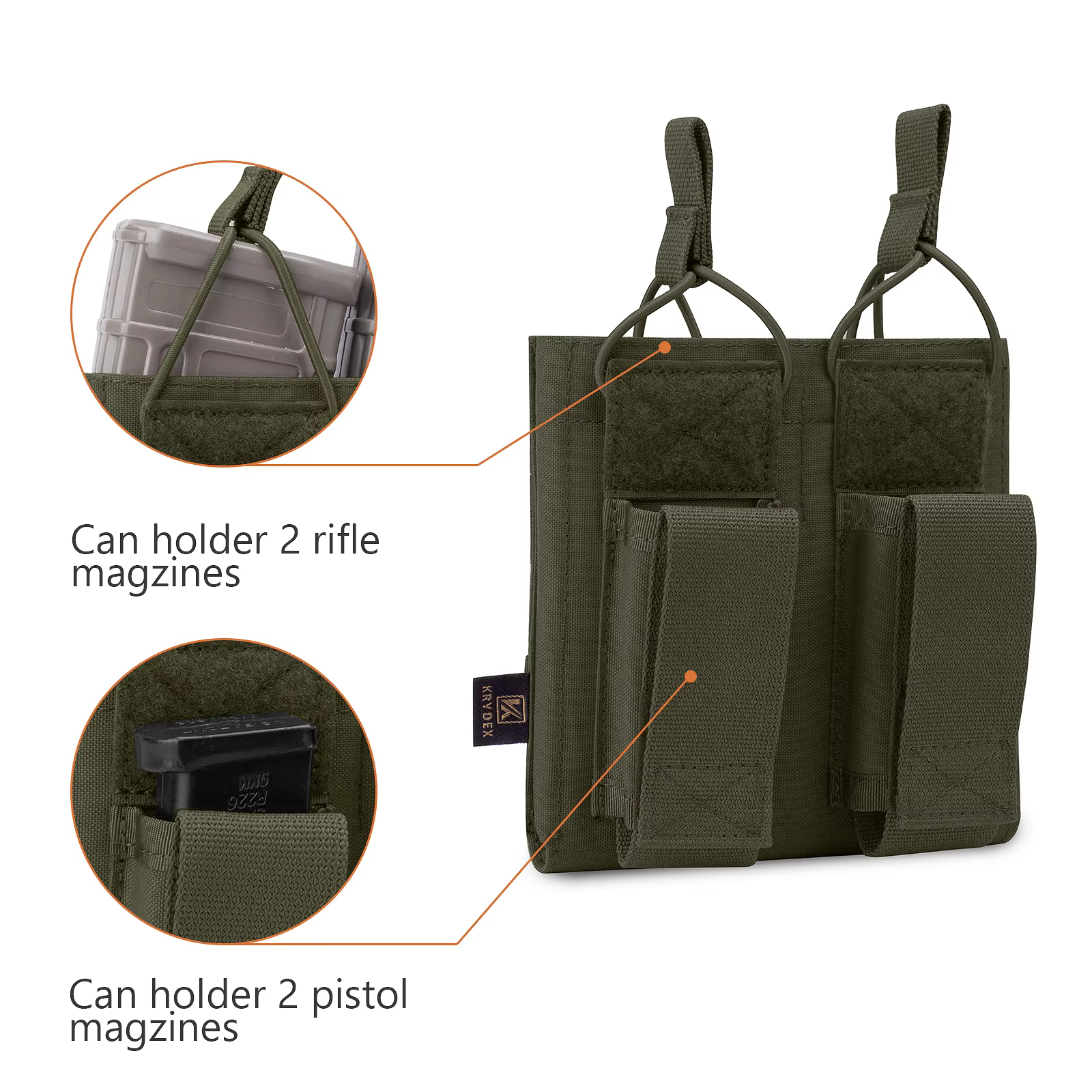 KRYDEX Bolsa porta-cargadores MOLLE doble para 5,56 y pistola - imagen 2