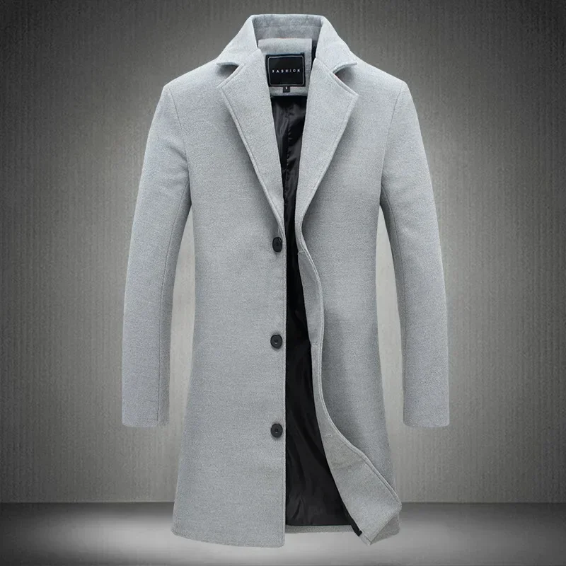 Chaqueta mezclada algodón y lana – Abrigo largo casual para hombre - imagen 4