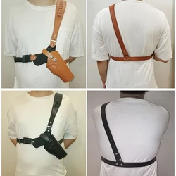 Funda táctica cuero vacuno doble capa extracción rápida para pistola