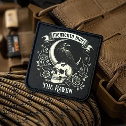 Parche táctico calavera cuervo gótico con velcro para mochila