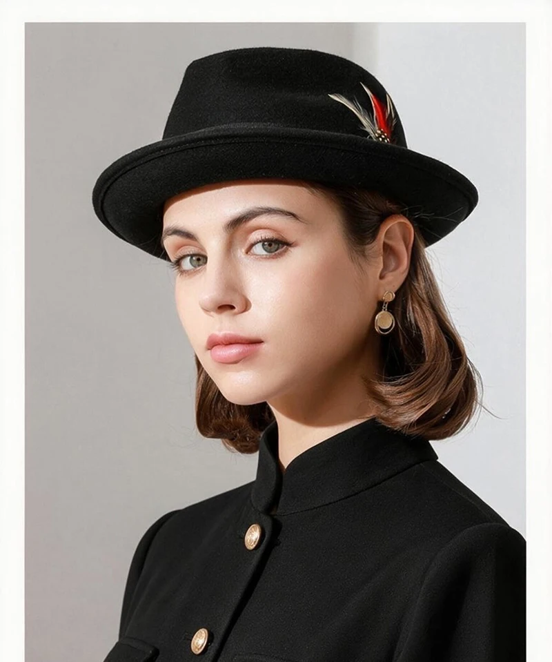Detalle del sombrero Fedora de estilo Jazz