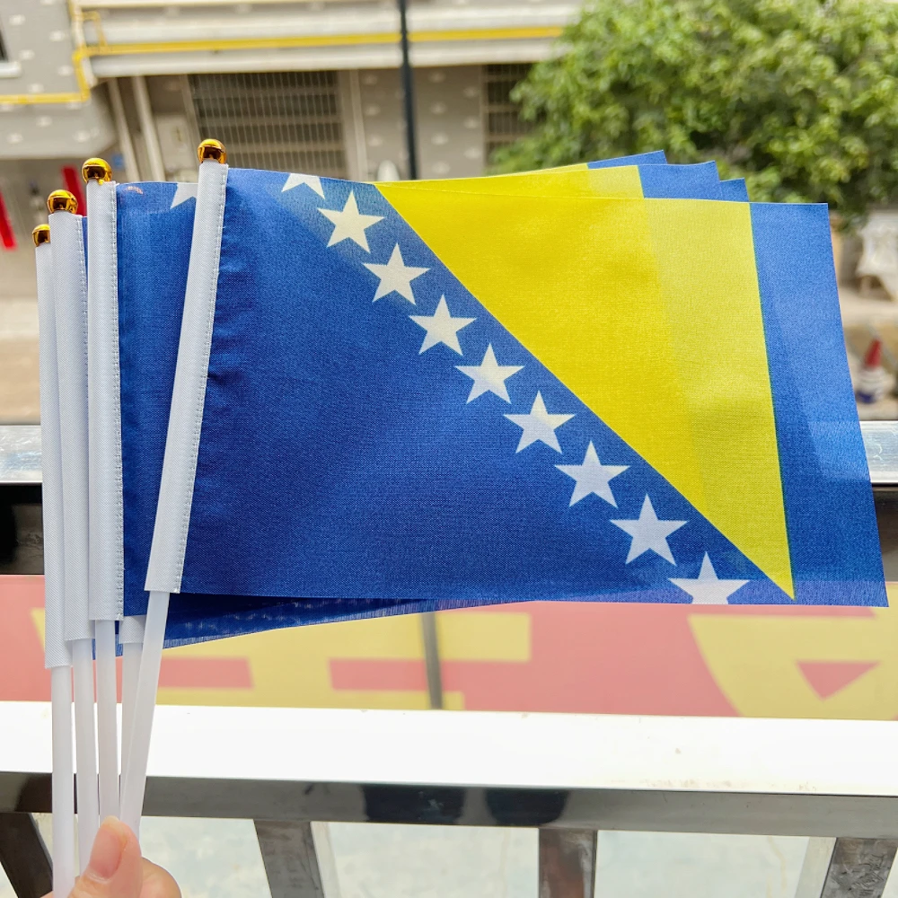 Bandera de mano Bosnia y Herzegovina de poliéster resistente - imagen 4