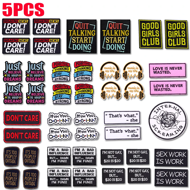 Parche termoadhesivo bordado letras y frases positivas para ropa - imagen 3