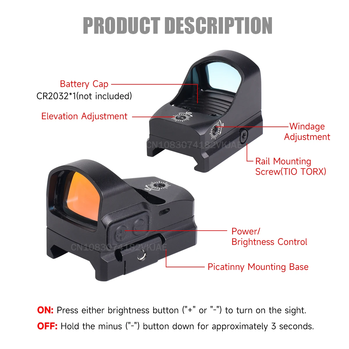 Mira reflex sin paralaje, apagado automático, riel Picatinny - imagen 3