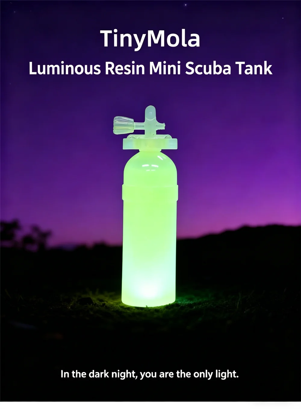 Barra luminosa fotoluminiscente en tono amarillo-verde