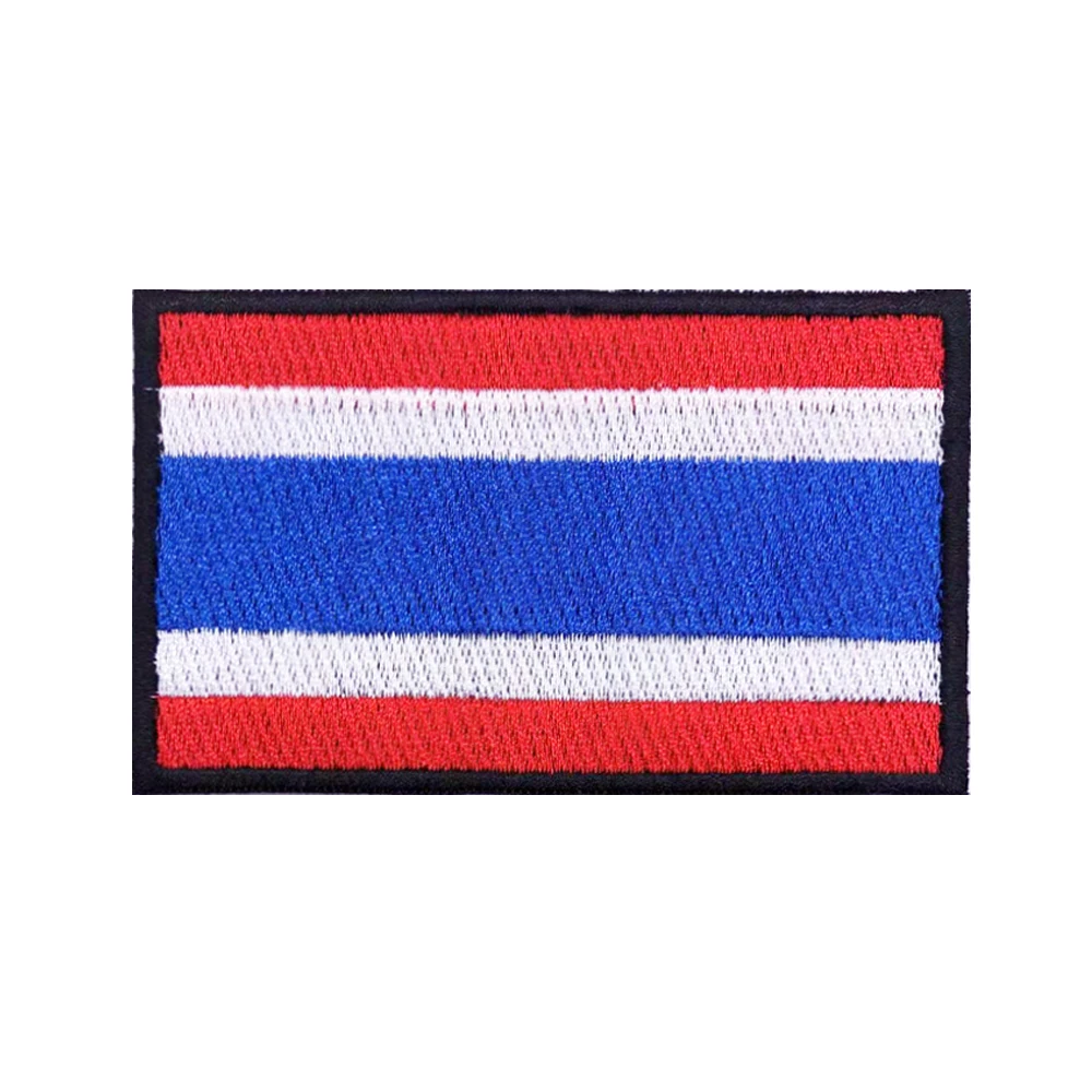Parche bordado estilo militar con bandera tailandesa y sistema de fijación