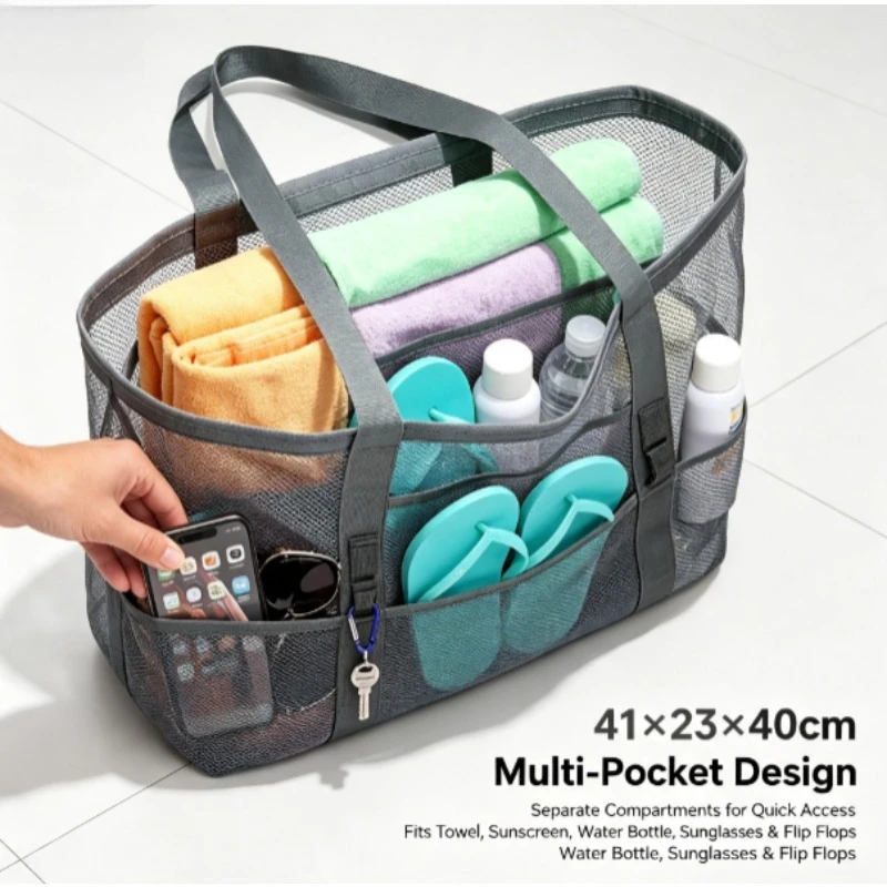Bolsa de playa de malla plegable de gran capacidad - imagen 4