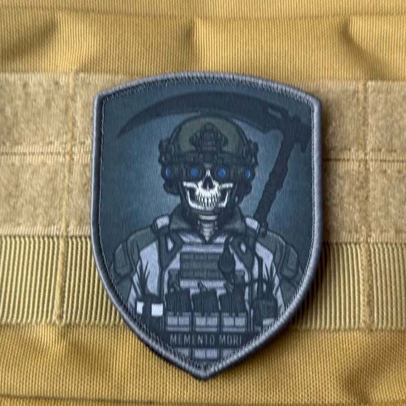 Parche táctico Memento Mori esqueleto soldado guadaña militar - imagen 2