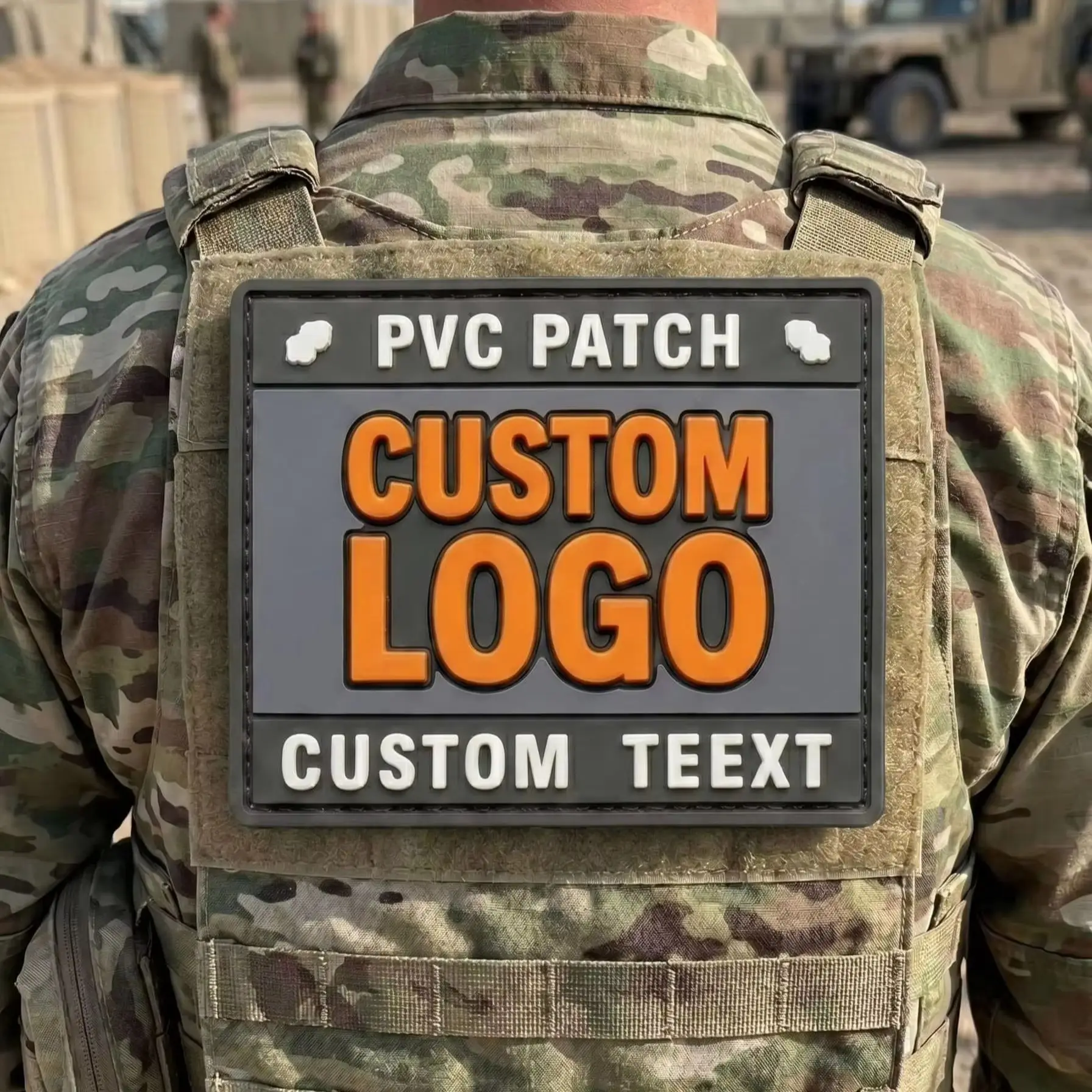 Parche PVC termoadhesivo hecho a mano logotipo 3D suave con velcro - imagen 3