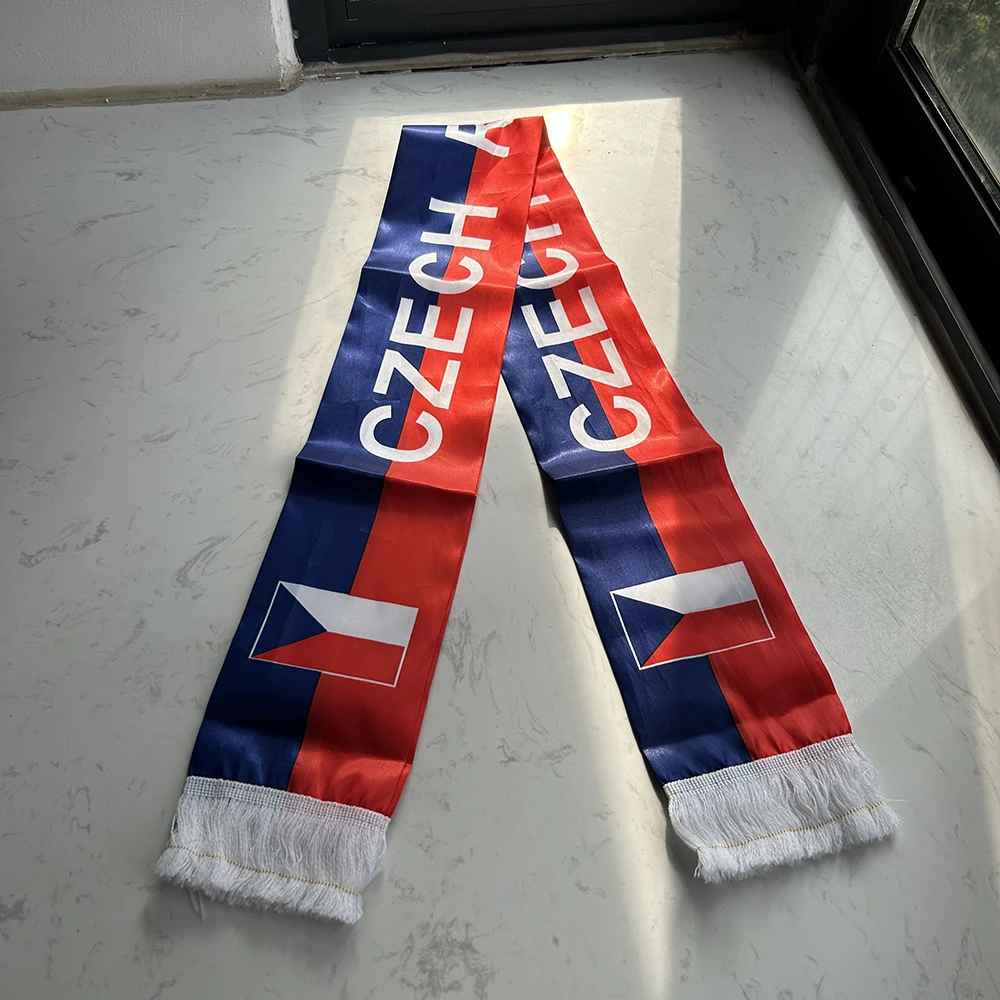 Bufanda bandera checa satén doble cara con flecos - imagen 2