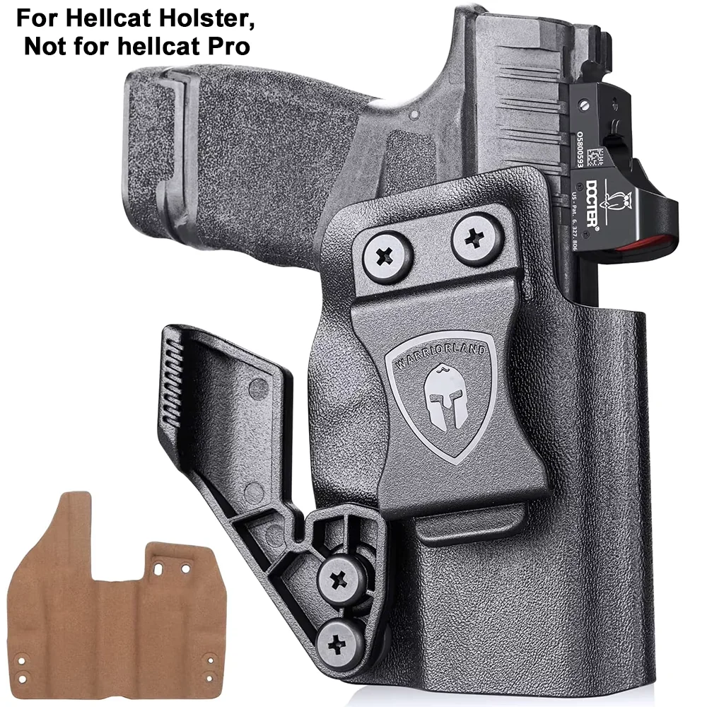 Funda Kydex IWB Hellcat con interior de cuero y mira punto rojo