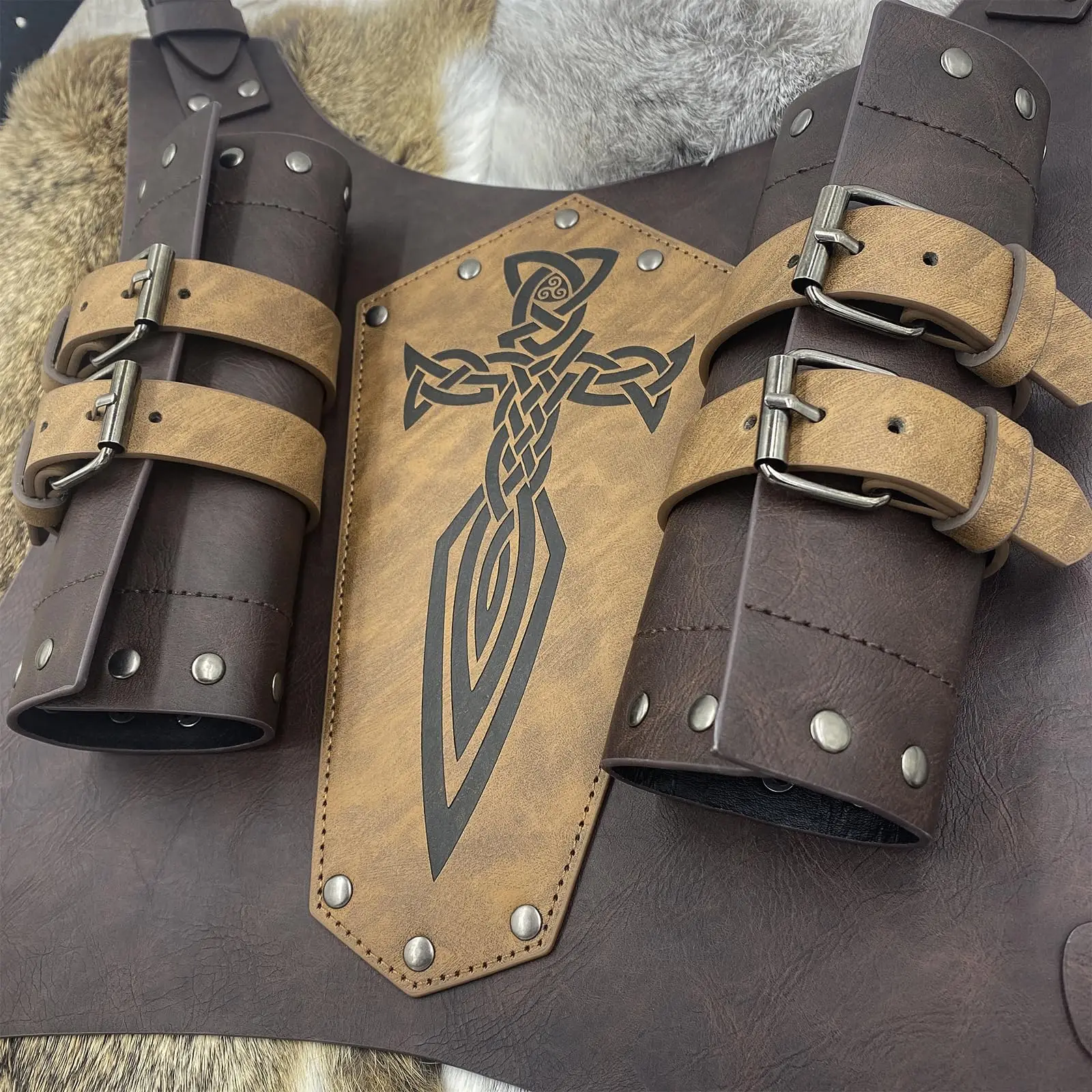 Funda de espada piel sintética grabada con soporte ajustable - imagen 3