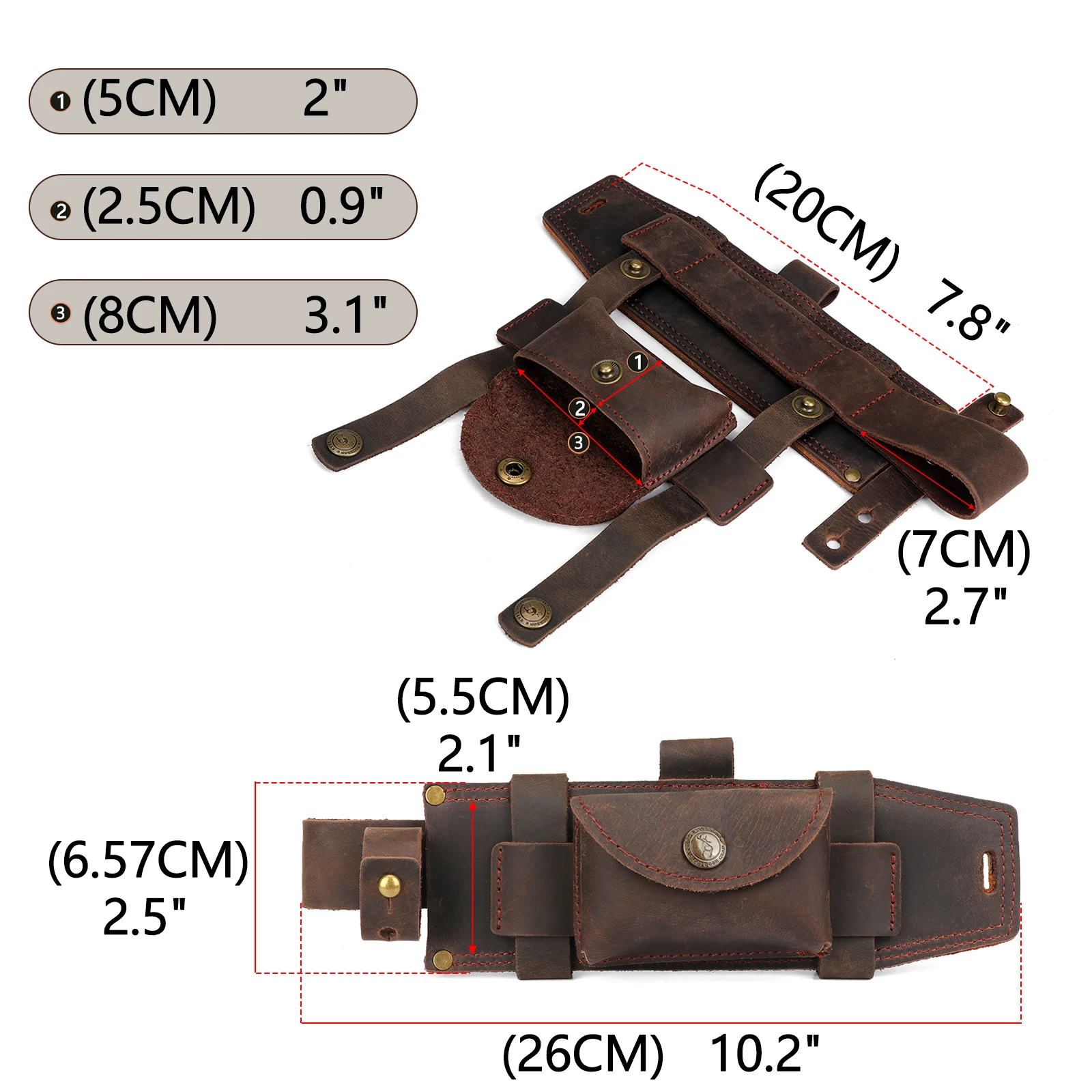 Tourbon funda de cuero táctica para cuchillo de hoja fija con ranura - imagen 5