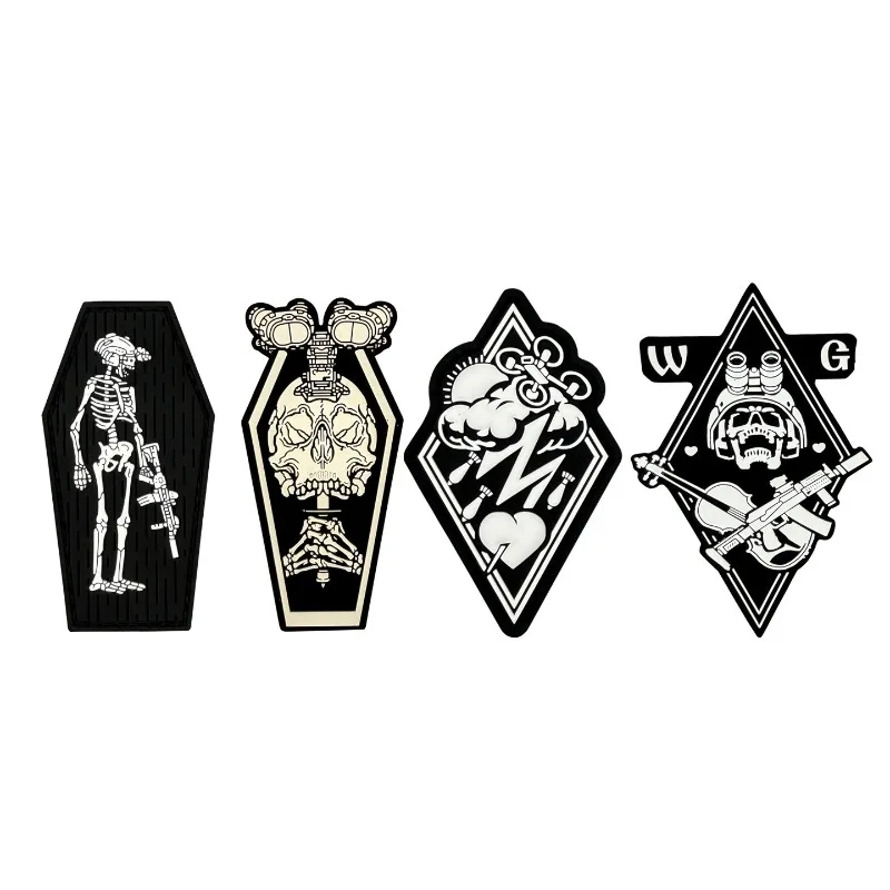 Parche táctico PVC calavera esqueleto con velcro para chaqueta - imagen 5
