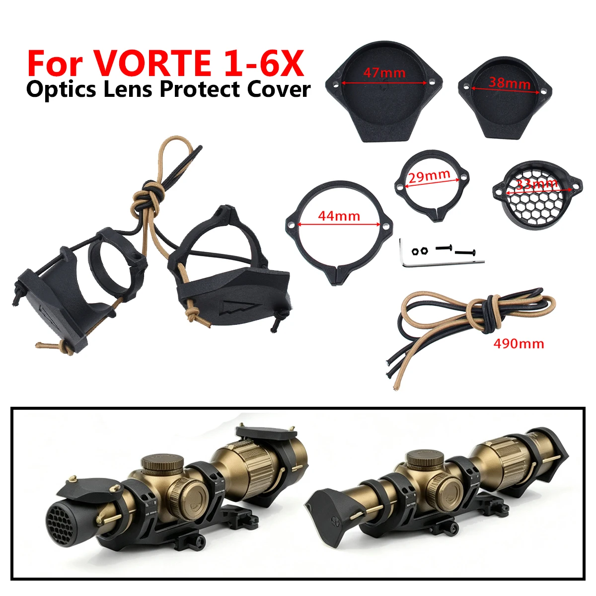 VORTE Cubierta protectora de lente óptica táctica abatible mira