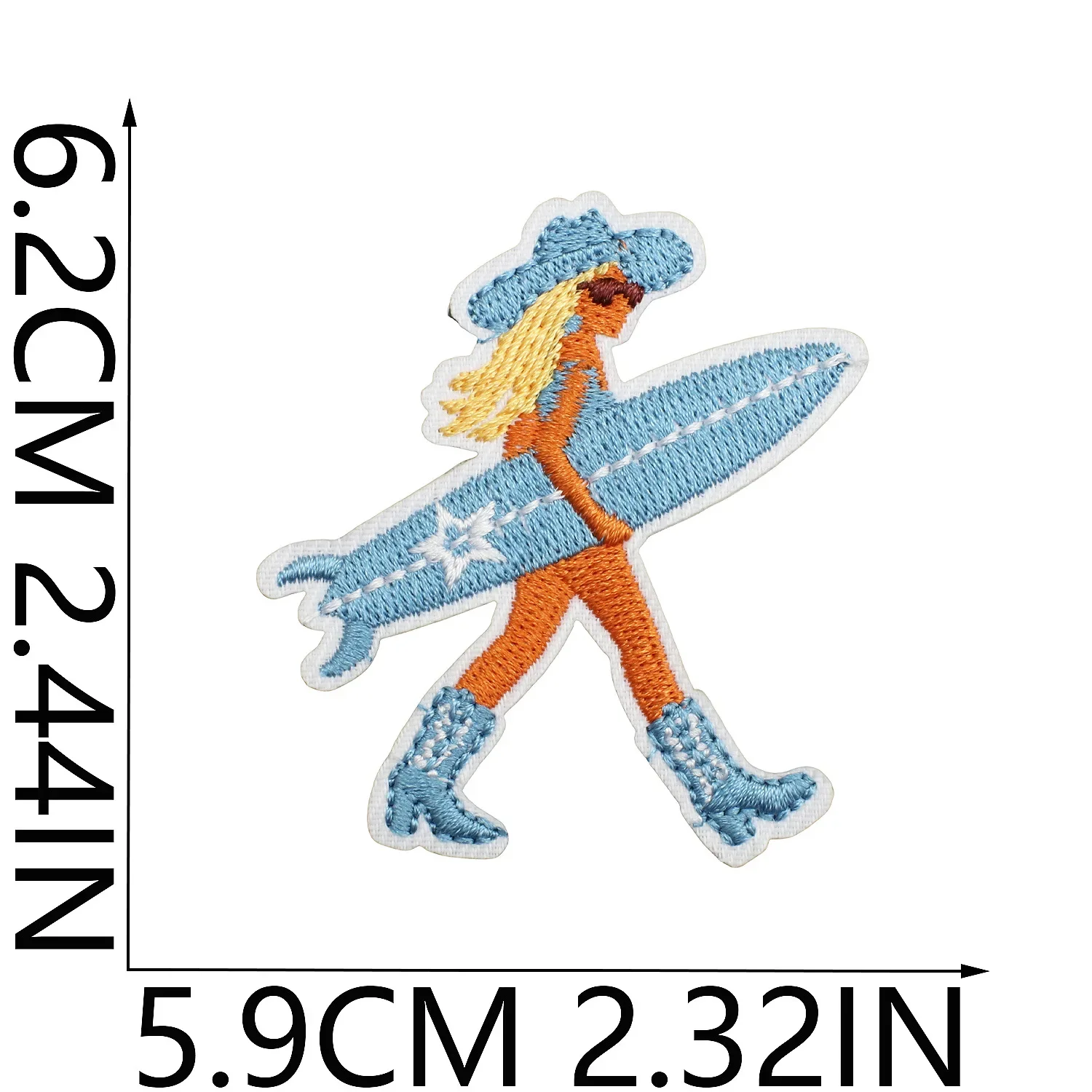 Parche bordado de surf vaquera costera conchas y olas para planchar - imagen 2
